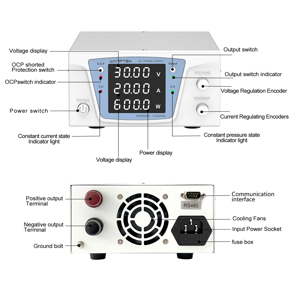 Wanptek RS485/RS232 Alimentato - Programmable Dc Power Supply 60V 10A recensione e prezzo